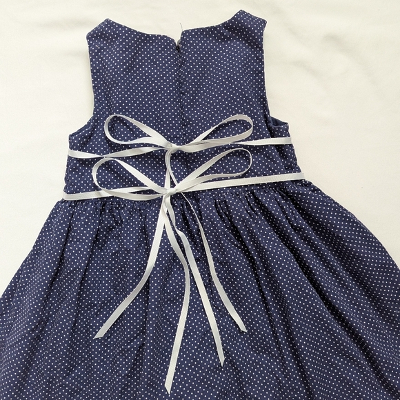 Navy Blue Polka Dot 2T Toddler Dress Sleeveless Birthday Wedding Charter Club - Picture 5 of 7